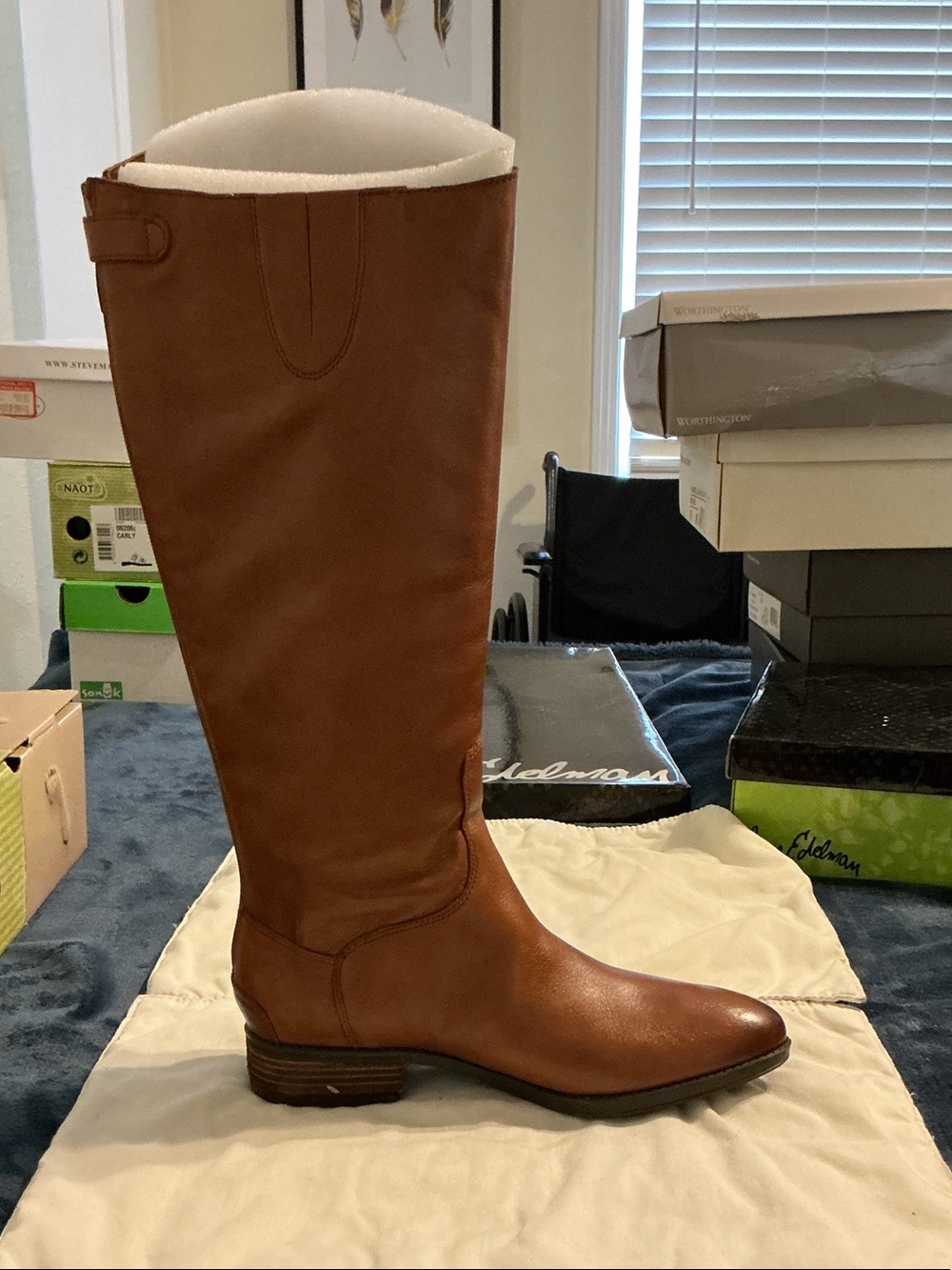 Sam Edelman Tall Leather Riding Boot in Cognac